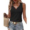 DUOEASE Canotta Donna Nero Scollo a V Top Donna Elegante Traspirante Basic T Shirt Donna Senza Maniche