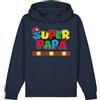 Teetaly Felpa con Cappuccio Super papà - Regalo Perfetto per la Festa del papà - Disponibile in 7 Colori (IT, Testo, S, Regular, Regular, Blu Navy)