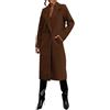 Generic Capotti da donna in lana Eleganti con colletto a revers in lana misto cappotto a bottoncino singolo Trench lungo con tasche Cappotti da inverno eleganti con taglio dritto, Marrone, S