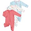 JiAmy Baby Neonato Pagliaccetto in Cotone Confezione da 3, Bambino Pigiama Ragazze Ragazzi Tutine, Neonato in Cotone Pagliaccetto Tutina a 2 Vie Cerniera a Piedini Pigiami Interi Rosso 6-9 Mesi
