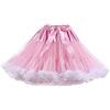 Homipooty - Sottogonna in tulle con elastico da donna, tutù multistrato soffice per feste, cosplay, lunghezza 40 cm, vita 56-100 cm, Rosa/Bianco, 56-100cm