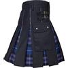 Suncadmious Kilts di utilità Moderna - Kilts di utilità più di Dimensione Scozzese Ibrido Nero Cotone & Lana acrilica Tartan Kilts di utilità
