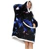 JOJJJOJ Coperta oversize con cappuccio, con tasca gigante, coperta comoda e calda in pile Sherpa, felpa/accappatoio per uomini e donne, idea regalo per ragazzi, Black Universe, taglia unica plus