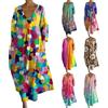 Nidddiv Abito lungo da donna con scollo a V, a blocchi di colore, da spiaggia, a maniche lunghe, casual, per donne, abbigliamento estivo leggero, primaverile, maxi abito da spiaggia