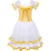 DUNSBY Vestito Da Ballerina Bambina Giallo Tutu di danza classica Body for ragazze Dancewear Costume Nastro Gonna lunga in tulle Ballerina Fata Costumi for feste(Yellow,6(100-110cm high))