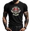 4people Maglietta nera uomo Go Fast or Go Home - stile moto vintage con teschio e casco - marca
