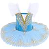 IMEKIS Vestito da Ballo per Balletto per Ragazze Ricamo Floreale Body per Danza Classica Body Tutu Gonna Principessa Fata Ballerina Dancewear Costume per Spettacoli Teatrali Blu 4-5 Anni