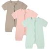 amropi Neonato Bimba Bimbo Pagliaccetto 3 pezzi Pigiama Manica Corta Jumpsuit Cerniera Tutine