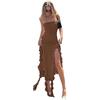 Kxydlww Vestito Donna Sexy Maxi Lungo Senza Maniche Abito da Festa Estivo Senza Spalline Abito Bodycon con Volant Irregolare Busto Monospalla per Party Club
