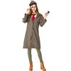 Caxndycing Set di accessori per costume da detective da donna, 4 pezzi, Sherlock Holmes, accessori con mantello, cappello, occhiali e lente d'ingrandimento, per Halloween, feste di carnevale, caffè, M