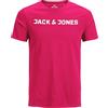 JACK & JONES Crew Neck Maglietta da Uomo, con Scollo Rotondo, Rosa (Fuchsia Rose), M
