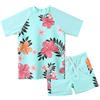 ZNYUNE Ragazze Sunwear - Bambina Bambini Junior Maniche Corte Due Pezzi Costumi Bagno da Maglietta e Pantaloncini Rash Guard Anti UV UPF 50+ Set Spiaggia