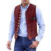Foweknow Gilet per costume tradizionale bavarese, da uomo, senza maniche, con colletto alto, elegante, vintage, slim fit, costume tradizionale bavarese, Oktoberfest, Colore: rosso, XXL