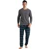 YUSHOW Pigiama Uomo Invernale Maglie Maniche Lunghe Henley Pantaloni