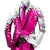 Mymyguoe Giacca di Natale da uomo, per feste, blazer, elegante giacca sportiva, tuta di Natale, per feste, per Natale, feste, stile slim fit, a maniche lunghe, per albero di Natale, Rosa caldo, XL