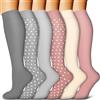 GEYIWSSXY 6 paia di calze a compressione per uomo e donna, calze colorate di sostegno per sport, corsa, viaggi, ciclismo