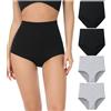 wirarpa Mutande Donna Cotone Vita Super Alta Slip Donna Mutantina Elastiche Culotte Piena Copertura Pacco da 4