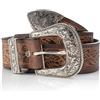 Angus Stoke Cintura western in pelle di bufalo - Cintura vintage da donna e uomo cowboy western e rodeo - Cintura in pelle originale intagliata a mano Jessy, marrone, Bundweite 110 (54-56)