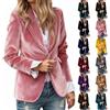Dasongff - Blazer in velluto da donna, casual, a maniche lunghe, elegante, giacca da lavoro, giacca da ufficio, giacca da abito, giallo, M