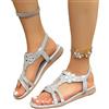 Sobzia Sandali Donna Estive Comode,Sandali Donna Estive Gioiello Comodi Eleganti Sandalo da Spiaggia Antiscivolo Lavabili Scarpe Estivo Morbida Punta Aperta Ciabatte Leggero Bohémien Argento 43