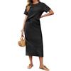 Tankaneo Set 2 pezzi da donna all'uncinetto, copricostume e gonna, top a maniche corte in maglia, gonna midi, outfit per vacanze e viaggi, nero, S
