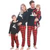 SANMIO Pigiama Famiglia, Due Pezzi Stampati Top + Pantaloni Set di Natale Famiglia Coordinati per papà Mamma Ragazzo Ragazza Bebè Nero/Rosso Alce di Natale (per Donna) S