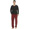 YUSHOW Pigiama per Uomo Plaid in Pile Set Morbido Pigiameria Manica Lunga Pantaloni in Cotone Top