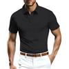 Generic Polo da uomo in rete di seta di ghiaccio a maniche corte T-shirt da uomo con colletto alla coreana Polo in tinta unita per uomini adulti ad asciugatura rapida Slim Fit Business Golf Summer Top, Nero