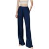 Kkaebi Pantaloni Di Satin Setosi Da Donna - Pantaloni A Gamba Larga Vita Alta Elastica Pantaloni Lunghi Fluidi Pantaloni Da Lounge Con Tasche (S,Marina)
