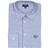 Coveri Camicia manica lunga in misto lino a righe con collo classico, Blu XXL