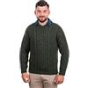SAOL - maglione in 100% lana merinos irlandese, punto Aran tradizionale, pullover girocollo