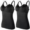 ZESLIV 2 Pezzi Top da Donna per Allattamento, Canottiera Sottoveste con Reggiseno Integrato, Reggiseno Senza Ferretti per Gravidanza, Top per Maternità Senza Ferretti, Nero , XL