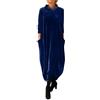 Generic Vestiti lunghi in velluto per donna, abito da festa a maniche lunghe tinta unita, abito da cocktail elegante con scollo tondo, abiti lunghi larghi da donna, abito tunica, abiti casual plus size con
