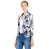 Allegra K Donna Blazer Abito Casual Aperto sul Davanti Lavoro Business | Leggero Ufficio Reverberi Aperti Elegante Giacca Corta Bianco Blu-Floreale XS
