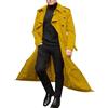 Generisch - Trenchcoat da uomo, tinta unita, leggero, revers, chiusura a bottoni, antivento, vestibilità slim, lungo, impermeabile, antivento, giacca invernale, abbigliamento da strada, cappotto alla
