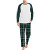 Cexiakong Pigiama lungo da uomo, in cotone, invernale, in due pezzi, con maniche lunghe e pantaloni pigiama a quadretti, per uomo e inverno, XXL