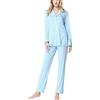 amropi Donna 2 Pezzi Manica Lunga Pigiami Sets Morbido Tops e Pantaloni Camicia da Notte (Cielo Blu,M)