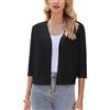 Zeagoo Bolero da Donna Festivo Elegante Cardigan Bolero Corto Giacca con Spalla Manica a 3/4 Cardigan Aperto sul Fronte Casual Tinta Unita S-XXL