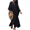 Peuignao Caftano Lungo Copricostume Mare Donna Bathing Suit Cover Up Vestito Copricostume Lungo Abito Copri Costume da Bagno Abiti Vestiti Spiaggia Bikini Costumi Donna Taglie Forti Cover-Up Copricostumi Nero