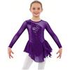 inlzdz Body da Pattinaggio Artistico Bambina Abito con Manica Lunga in Paillettes Vestito da Danza Classica Tuta da Ginnastica Leotards Danza Ballo Balletto Dancewear