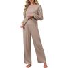 CheChury Tute Donna Elegante e Casual Set Pigiama Lungo Tuta da Casa Tuta Sportiva Donna Tute da Ginnastica Due Pezzi Pigiama Manica Lunga e Pantaloni a Vita Alta Completo 2 Pezzi Loungewear Yoga