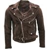 Infinity Leather Giacca da Motociclista da Uomo in Pelle Scamosciata Marrone Chiaro Brando