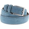La Bottega del Calzolaio Cintura Uomo Pelle Scamosciata 3,5 cm, Cintura Unisex in Vero Camoscio con Interno in Cuoio, Artigianale Made in Italy, Fibbia in Metallo Argentato, Astuccio Regalo