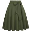 Belle Poque GF560 Gonna a Pieghe in Stile Swing Anni '50, con Tasche Elegante Cocktail Verde Oliva Scuro (561-15). XXL