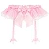 Satini Reggicalze Sissy Trasparente con Pizzo | Orlo a Volant Floreale, Fiocco con Cuore di Perla, Vita e Bretelle Regolabili, Uso Versatile