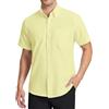 HISDERN Camicia Uomo Maniche Corte Giallo Chiaro Oxford Button Down Camicie Uomo Estiva da Ufficio Manica Corta con Tasca vestibilità Regolare, XL