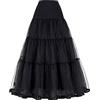 YYKSYDPT 50's Sottogonna Lunga Crinolina Donna Balletti Danza Petticoat Organza Retro Tutu Vintage 1950's Rockabilly Gonne Tulle (S/M, Nero)