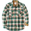 Dubinik® 6 oz Camicia Uomo Flanella Camicia Pile Cotone Western Cowboy Bottone di Perla Manica Lunga Pesante Quadri Vintage Verde Scuro E Crema XL