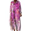 Gienslru Abito Estivo Lungo Donna Boho Chic Floreale Vintage, Scollo a V Maniche Lunghe in Lino Leggero con Tasche, Vestito Elegante Casual per Vacanze Primavera Estate Taglie Forti Curvy 2026 Moda Cerimonia