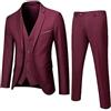 Generico Abito da Sposo Uomo Cerimonia Invernale Eleganti Giacca Gilet Pantaloni da Completo Estivo Casual Damascato Vestito Lavoro Tinta Unita Lino Capispalla con Tasca Vintage Sportivo Smoking S-3XL